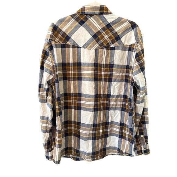 Roebuck & Co. Pearl Snap Front Western Long Sleeve Shirt Mens XL Plaid Rodeo Vtg - Picture 2 of 9